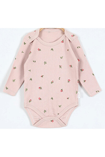 Dominant فستان طويل الأكمام بنقشة التوليب للفتيات الصغيرات والأطفال (0-3 سنوات) مع أزرار كبس