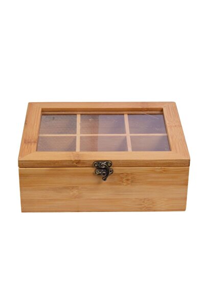FRANDIS Tea Bag Storage Box with 6 Compartments, Frandis, 21x16x7.8 cm, Bamboo