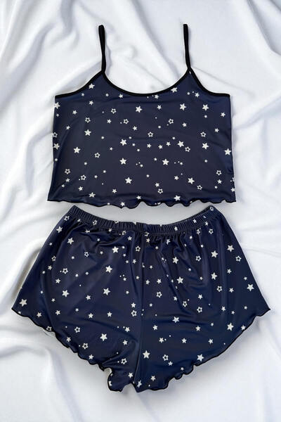 İntive Lingerie Set de pijamale cu model de inimă și pantaloni scurți