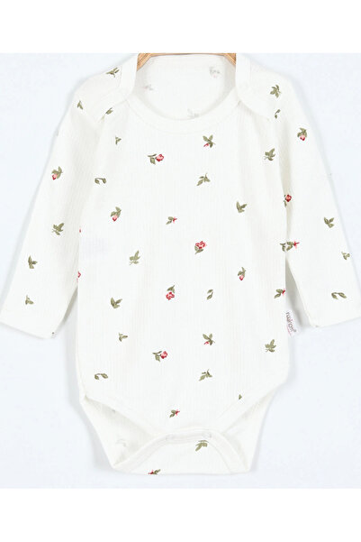 Dominant ملابس بيضاء (0-3 سنوات) بنمط زهرة التوليب وأكمام طويلة للفتيات الصغيرات والأطفال مع أزرار كبس