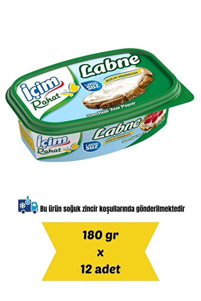 İçim Laktozsuz Labne Peynir 180 g 12’li Paket | Kremamsı Lezzet ve Ekonomik Paket