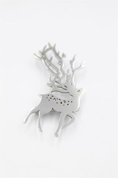 Genel Markalar Çelik Geyik Broş - Gümüş