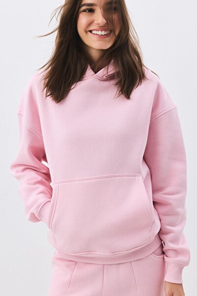 Trendiz Women's Premium Hooded Pocket Detailed Tracksuit Set Pink 2033