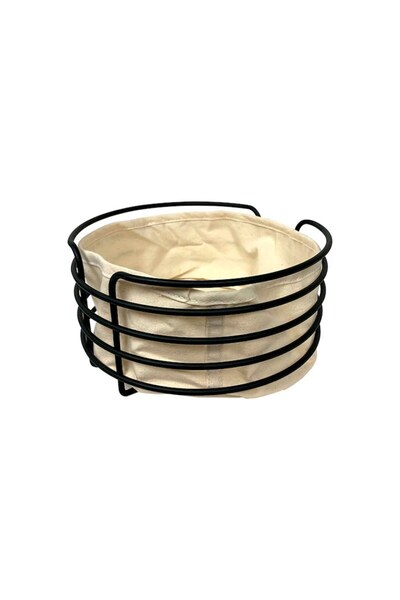 FRANDIS Round Metal Bread Basket, Frandis, 20 cm Diameter, Metal/Textile
