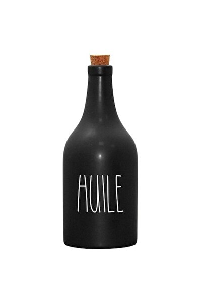 FRANDIS Sticlă ceramică cu dop de plută pentru ulei, 500 ml, Frandis, neagră