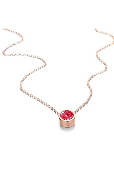 KESNUP Colier cu turmalină Octombrie și cristal roz, aliaj de aur roz