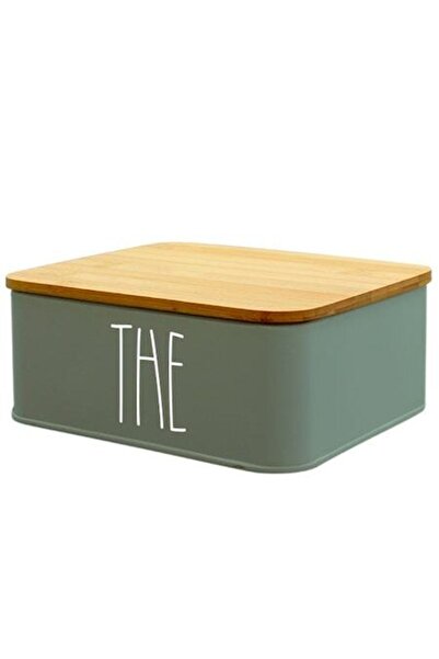 FRANDIS Cutie depozitare ceai, metal, capac din bambus, Frandis, 18x15x8 cm, ...