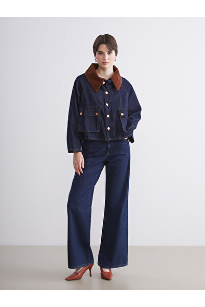LC Waikiki Gömlek Yaka Oversize Kadın Jean Ceket