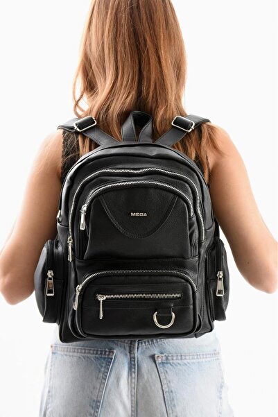 Baginn Faux Leather Women's Backpack 38*28 cm Mega Bag Suitable for Daily Use Multi-Pockets Lined Inside