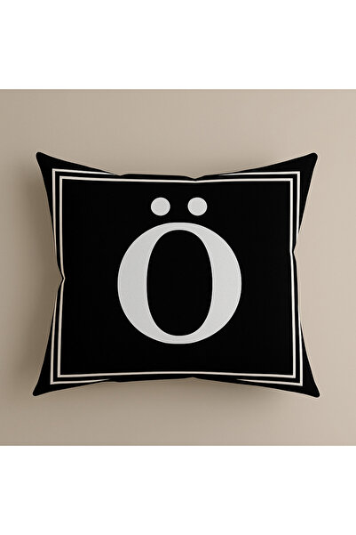 ALAMODECOR Harfli Çift Taraflı Dijital Baskılı Kırlent Yastık Kılıfı - Ö Harf...