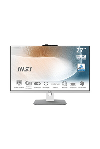 MSI Modern AM272P 12M-1209TR i7-1255U 16GB DDR4 1TB SSD 27" FHD W11H Beyaz All In One PC