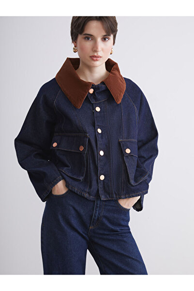LC Waikiki Gömlek Yaka Oversize Kadın Jean Ceket