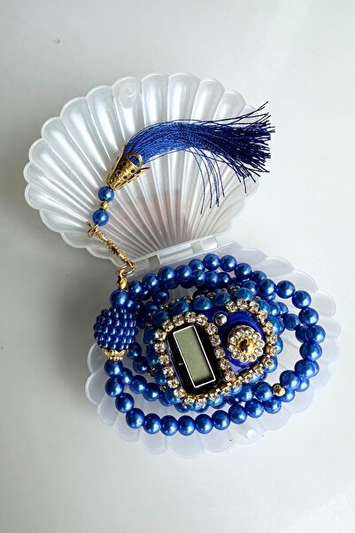 Atolyezone İstiridye Kutulu Özel Taşlı Zikirmatik Ve Tesbih Seti Hediyelik Me...