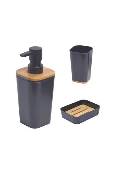 FRANDIS Dispenser, glass and soap dish set, Frandis, polypropylene and bamboo...