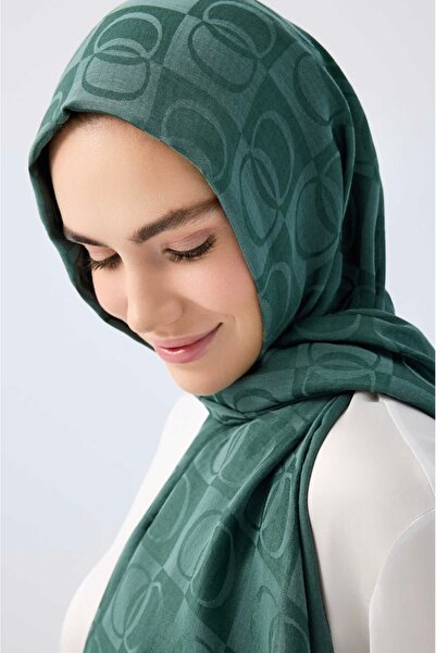 Eşarpevi İmannoor dama desen şal petrol