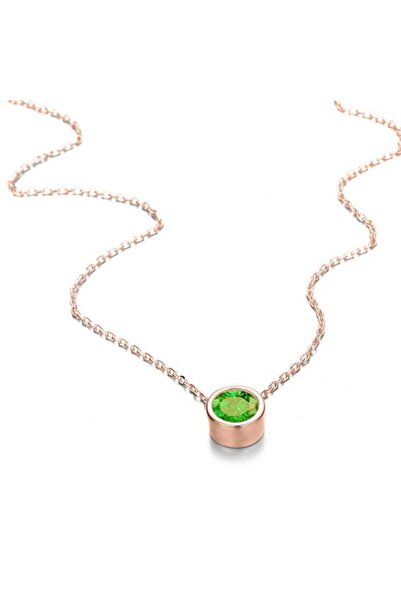 KESNUP Κολιέ Peridot August Month Alloy με ανοιχτό πράσινο κρύσταλλο σε ροζ χ...