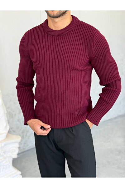 OKSHEN Men's Striped Knit Sweater
