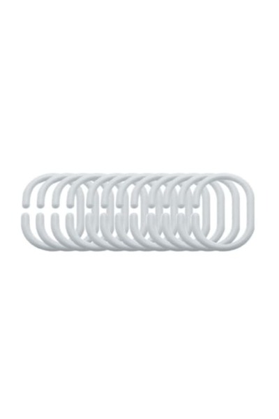 FRANDIS Set 12 inele perdea dus, Frandis, 4.1x6 cm, plastic, white