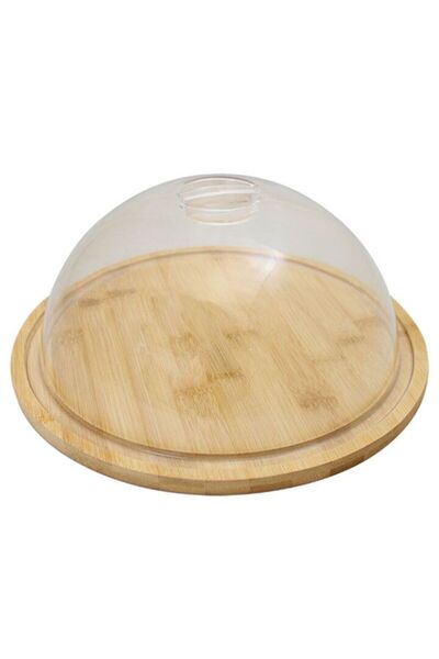 FRANDIS Platou cu capac pentru servire branzeturi, Frandis, bambus/plastic, diametru 18 cm, inaltime 8.5 cm,