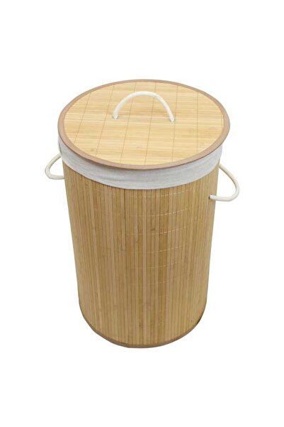FRANDIS Bamboo Laundry Basket, Frandis, detachable bag, 48 liters, round, 35x35x50 cm, beige