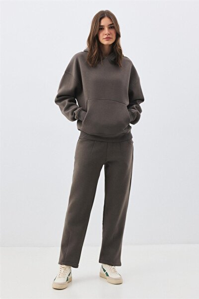 Trendiz Women's premium hooded pocket detailed tracksuit set anthracite 2033