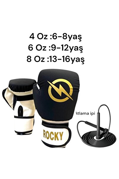 Gök Sports Rocky Children's Boxing Kickboxing Muay Thai Gloves 4-6-8 oz Silicone Adjustable Size Skipping Rope Set