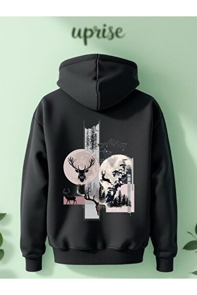 Vordevia Hanorac din bumbac cu imprimeu din supradimensionat fire O reindeer ...