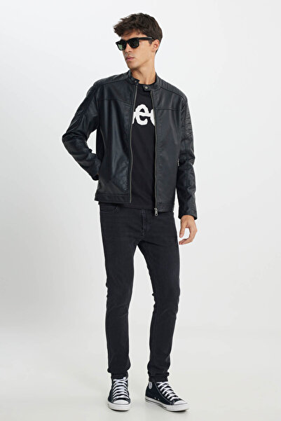 Lee Regular Fit Zippered Black Men's Jacket L242469001