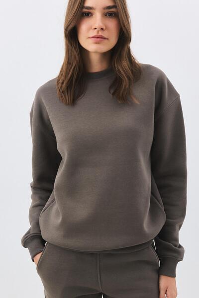 Trendiz Women's Premium Crew Neck Sweatshirt Anthracite 2031