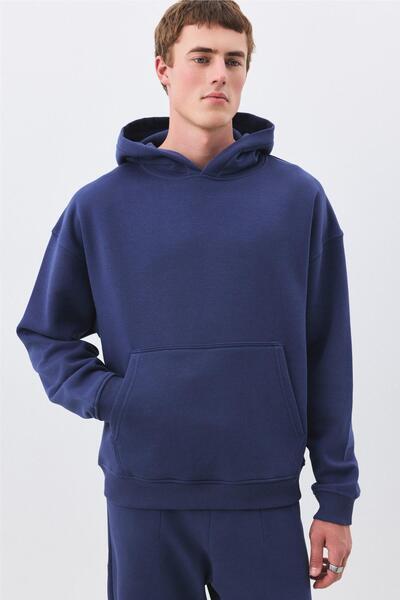 Trendiz Men's Premium Hooded Pocket Detailed Tracksuit Set Indigo 2033