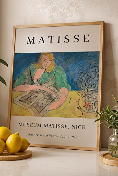 Saturn Henri Matisse Reader at the Yellow Table Framed Painting - Eclectic Style Wall Decor