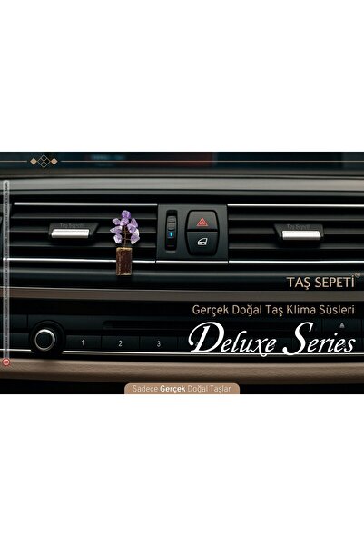 TAŞ SEPETİ Minimal Amethyst Natural Stone Car Air Conditioner Ornament Real Branch Torpedo Decorative Purple Clip-On Ornament