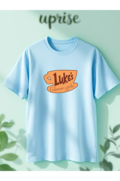 Vordevia Μπλουζάκι Gilmore Girls Luke's με τύπωμα Cotton oversized Blue