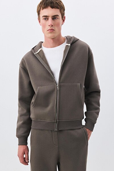 Trendiz Men's Premium Zippered Hooded Sweatshirt Anthracite 2032