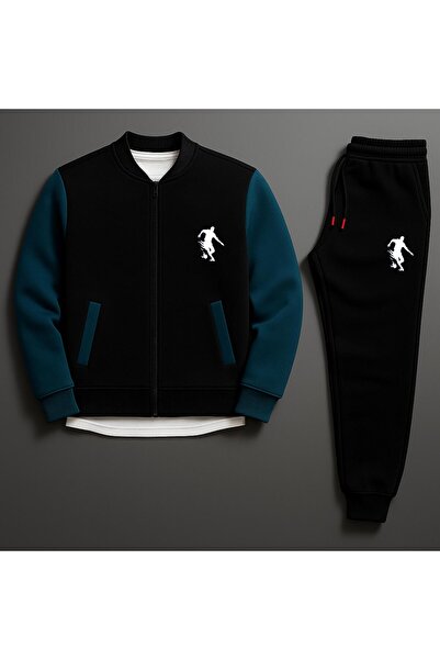 NewCabin 3 Thread Premium Basketball Silhouette Printed College Jacket – Φούτερ με 3 κλωστές, σετ 2 τεμαχίων