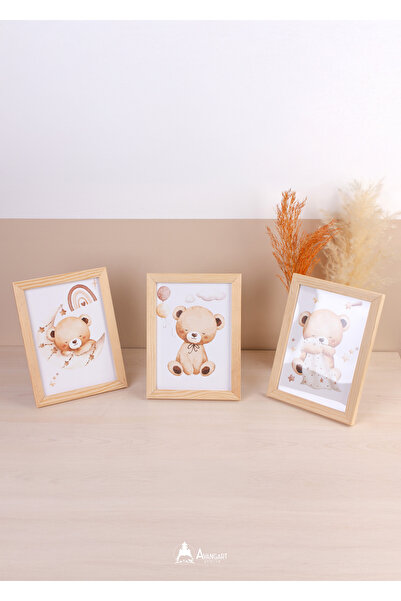 AVANGART ATÖLYE AHŞAP 3'LÜ DEKORATİF ÇERÇEVE - TUVAL KAĞIT BASKILI