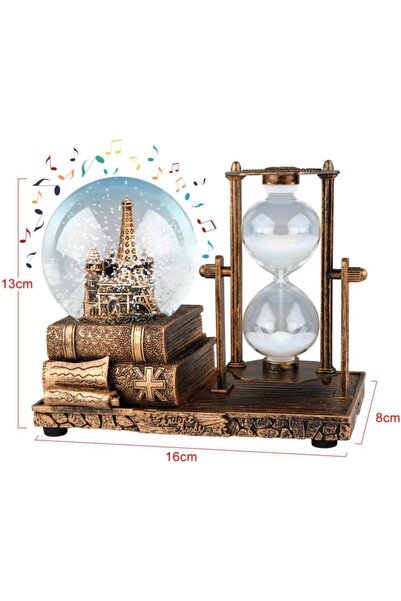 hediyesahibi İsme Özel Kar Küresi ve Kum Saati Dekoratif Biblo – Eiffel Kules...