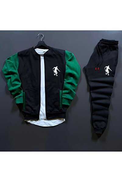 NewCabin 3 Thread Premium Basketball Silhouette Printed College Jacket – Φούτερ με 3 κλωστές, σετ 2 τεμαχίων