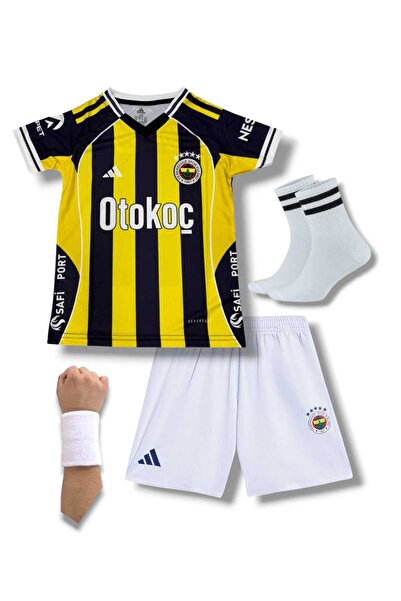 Flextreme Fener'bâh'çê\\ Sarı-Lacivert İsimsiz İç Saha 2026 Çubuklu Yeni Sezon Çocuk Futbol Forması 4'Li Set