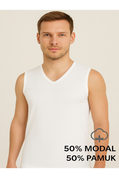 YILDIZ 2-Pack Super Thin V-Neck Zero Sleeve Men's T-Shirt