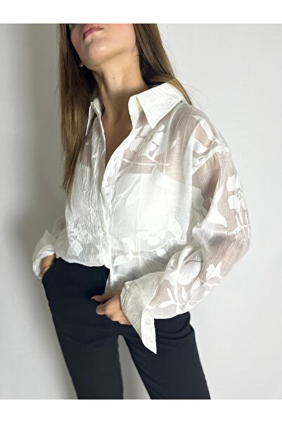 BEBE PLUS Kadın Yarı Şeffaf Gömlek