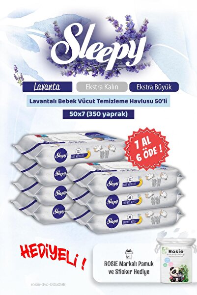 Sleepy اشتري 7 واحصل على 6 مناديل مبللة لتنظيف جسم الطفل باللافندر 50 قطعة وق...
