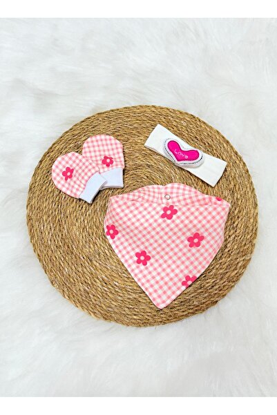 Lumos Trade Baby Girl Double Layer Scarf Bib Gloves and Heart Hairband Set