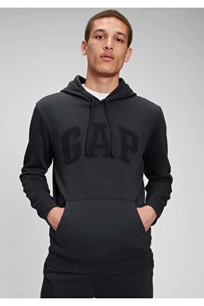 GAP V-Heritage Logo Po 867073 Erkek Kapüşonlu Sweatshirt SİYAH