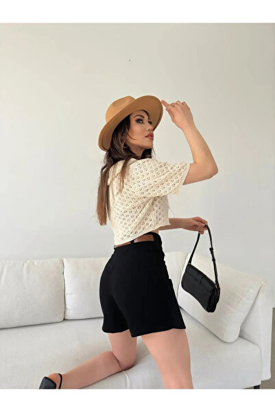 Genel Markalar Kemerli Şort Etek - Siyah