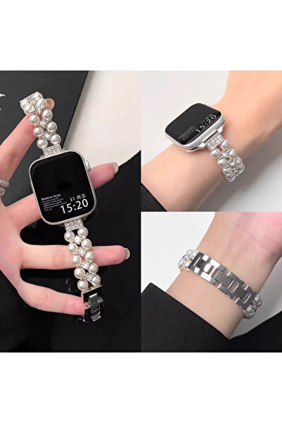 İncisoft Huawei Watch Fit 3 / Fit 4 / Fit 4 Pro Uyumlu İncili Tasarım Işıltıl...