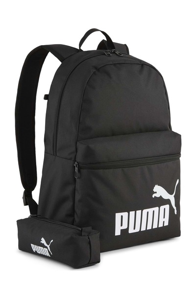 Puma Phase Backpack Set 091191 Bag with Pen Holder Unisex Backpack Black-White