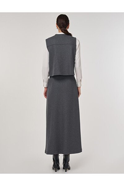 Kayra Piece Sewn Wool Skirt Suit Smoked