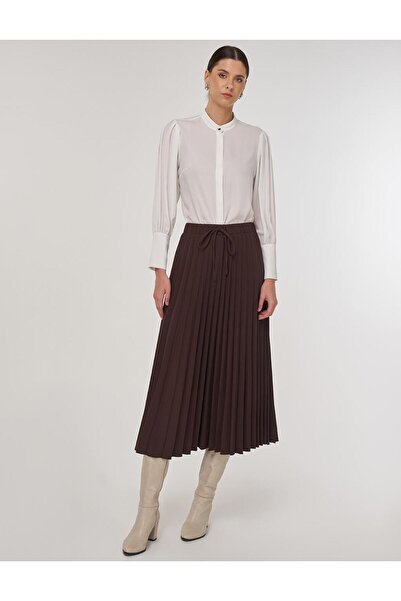 KYR Lace-Up Pleated Skirt Dark Brown
