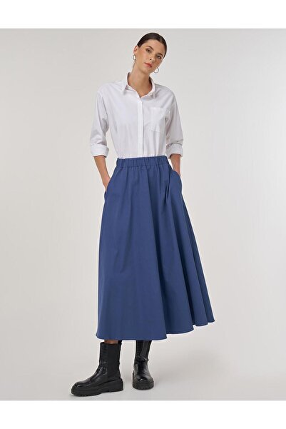 Kayra High Waist Flared Skirt Indigo